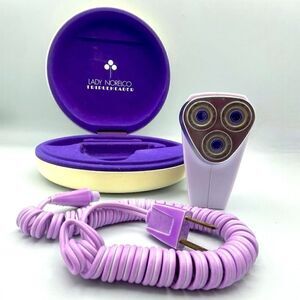Vintage Lady Norelco Triple Header Electric Shaver Purple Clamshell Case